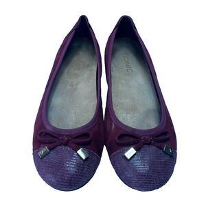 VIONIC 359 Minna Womens Merlot Suede Reptile Cap Toe Bow Ballet Flats Size 6.5